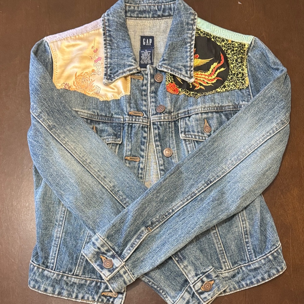 GAP Blue Denim Jacket with Colorful Embroidery